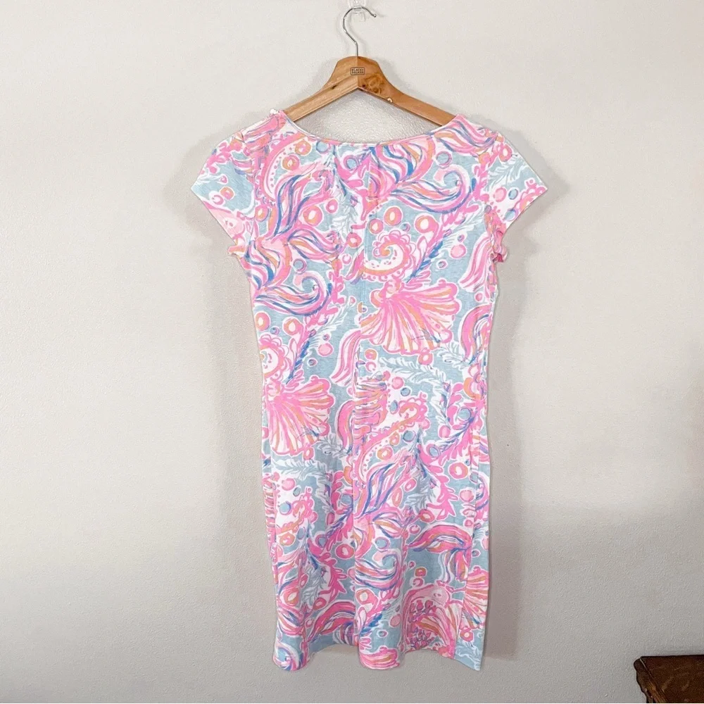 Lilly Pulitzer Harper Shift Dress Too Much Bubbly Pink Pout Cotton/Linen‎